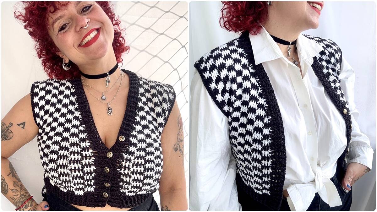 Colete de Crochê Rocker: Uma Peça Estilosa e Linda!