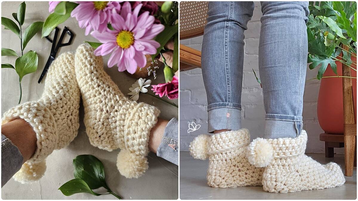 Meia de Crochê Pompom: Conforto e Charme para o Inverno!
