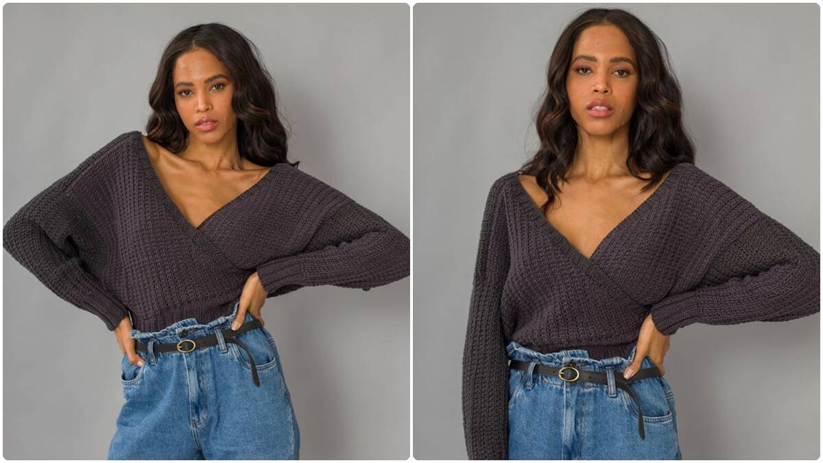 Blusa de Tricô Transpassada: Estilo e Elegância com Uma Peça!