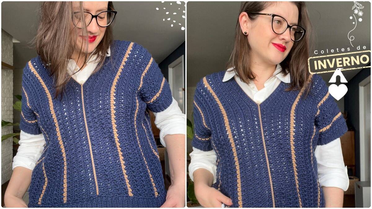 Colete de Crochê Orquídea: Charme e Estilo para o Inverno!