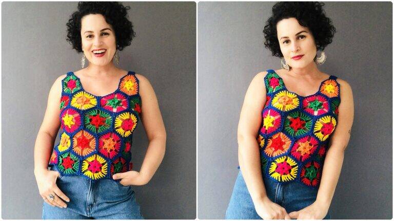 Cropped de Crochê Color Block: Uma Peça Colorida e Única!