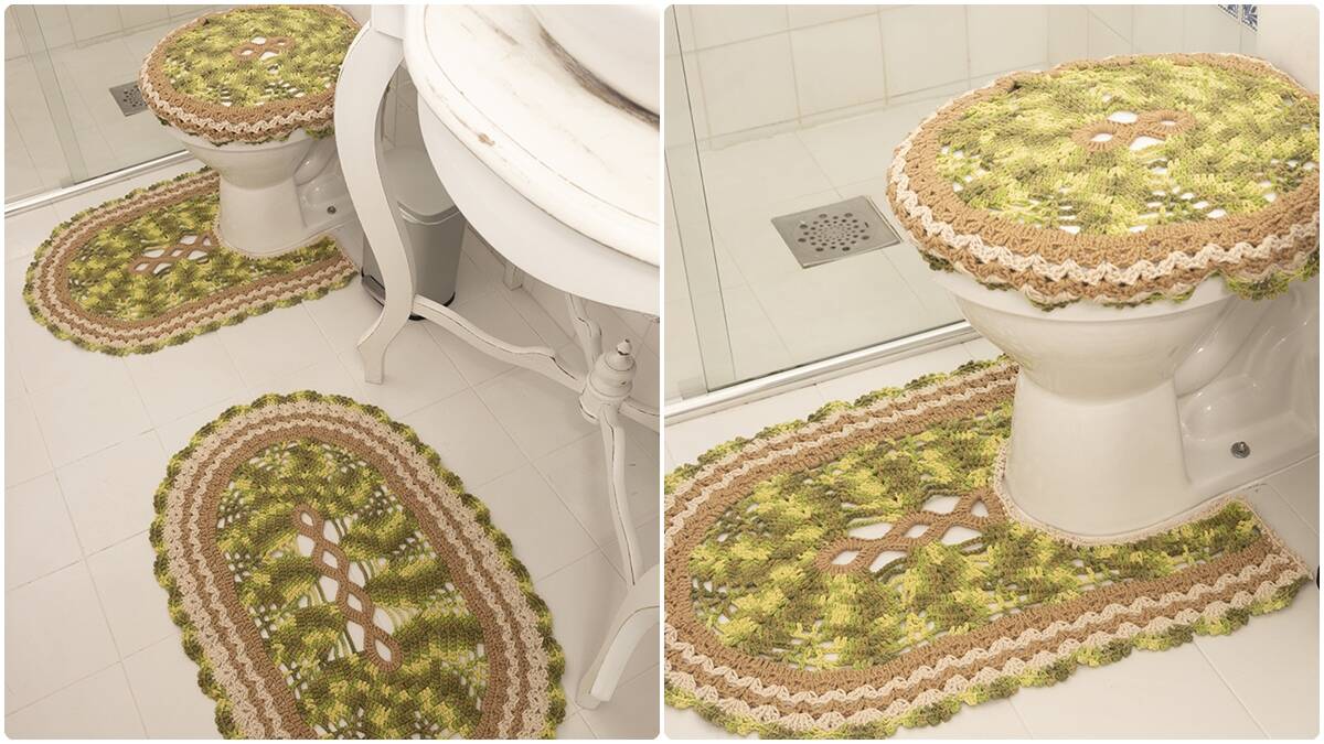 Jogo de Banheiro em Crochê Trilha: O Verde que Traz Vida!