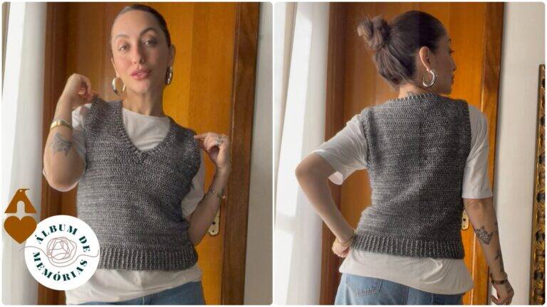 Pulôver em Crochê Retrô: Charme e Elegância Atemporal!