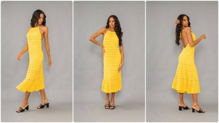 Vestido de Crochê Gouda: Uma Peça Elegante com Cor Linda!