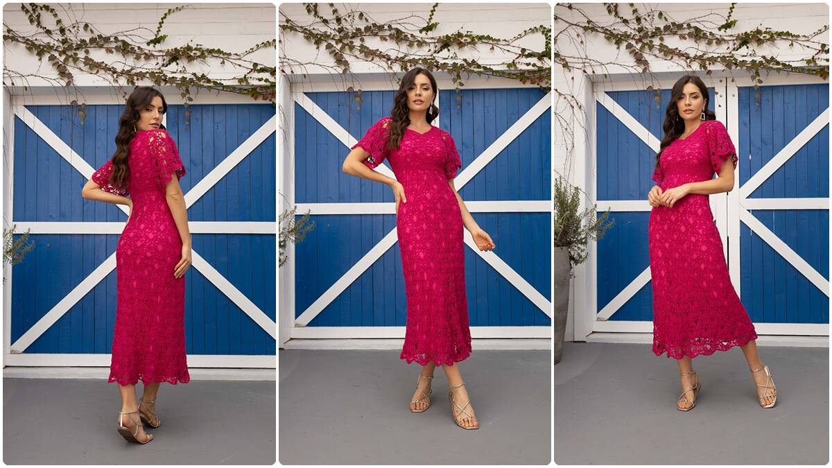 Vestido de Crochê Midi Pink: Uma Peça Linda e Encantadora!