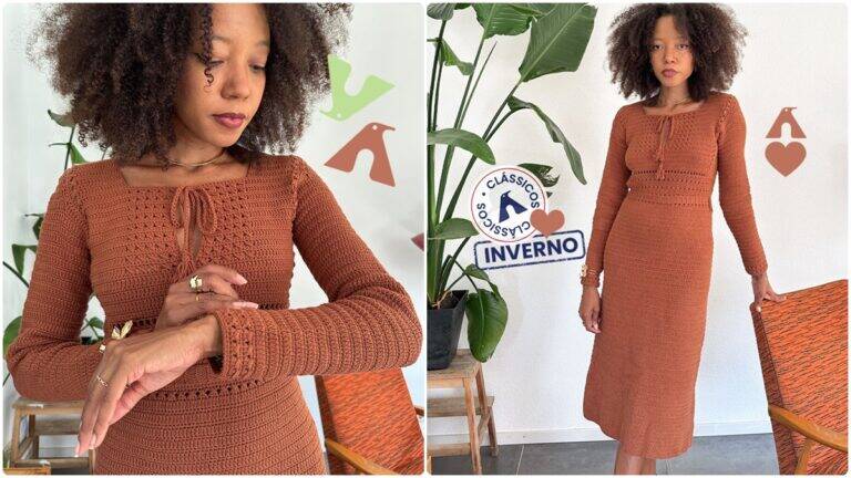 Vestido de Crochê para o Inverno: Uma Peça Elegante e Linda!