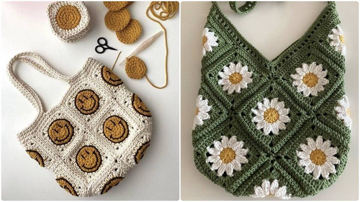Bolsas de Crochê com Quadradinhos da Vovó: Charme Retrô que Encanta!