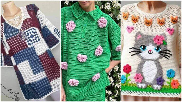 Aprenda a Fazer Blusas de Crochê Modernas scom Videoaula e Gráficos Detalhados!