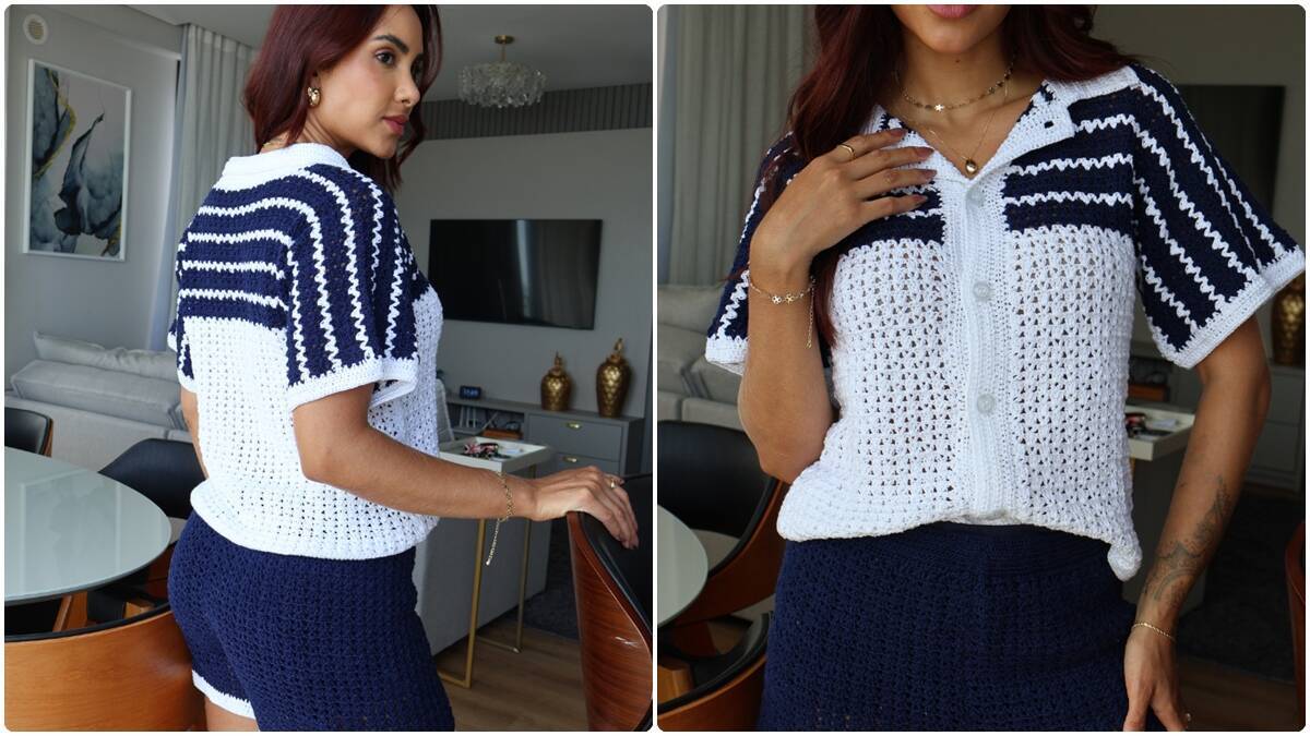 Conjunto de Crochê Navy: Charme e Fofura que Encanta!