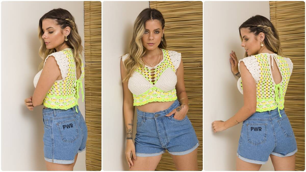 Cropped de Crochê com Fio Charme e Ponto Fantasia!