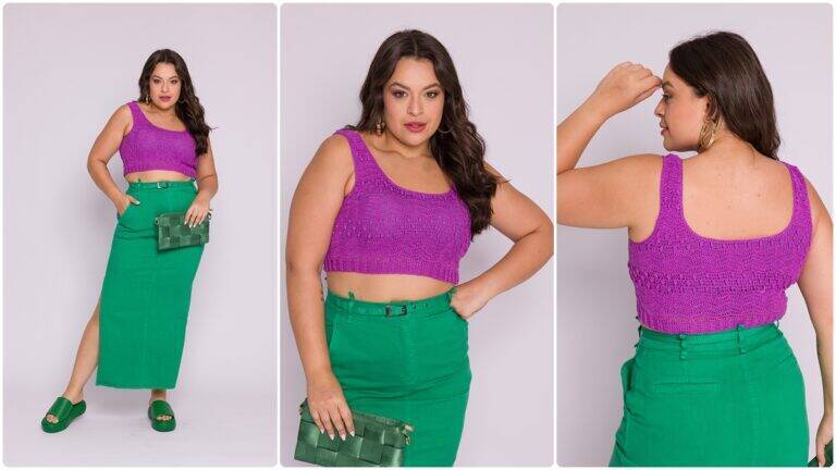 Cropped de Crochê Roxo Cítrico: Uma Peça Que Vibra!