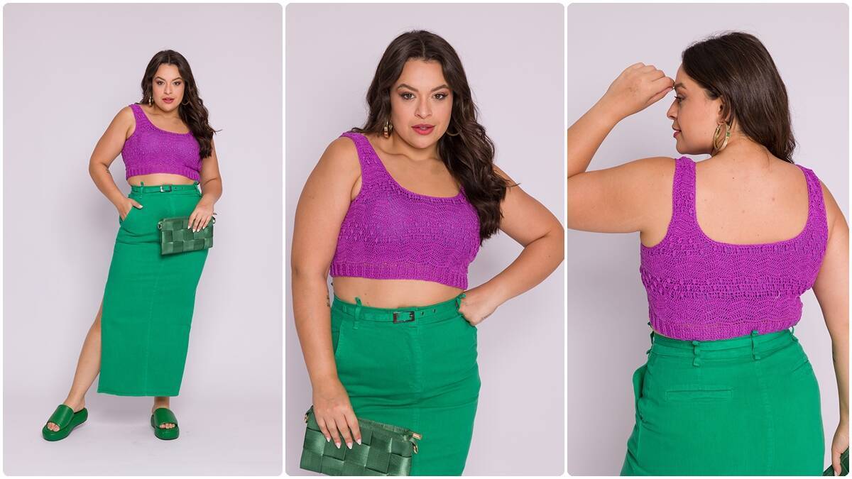 Cropped de Crochê Roxo Cítrico: Uma Peça Que Vibra!