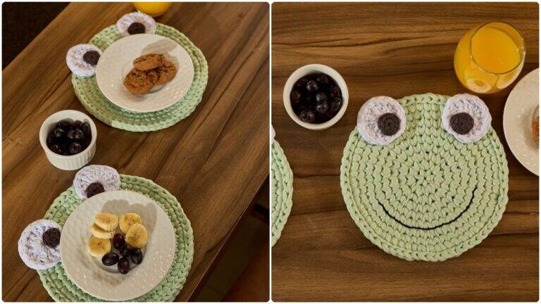 Sousplat de Crochê Infantil Sapinhos: Charme e Criatividade!