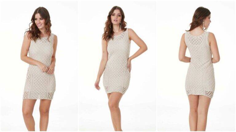 Vestido de Crochê Off-White: Crie Esse Modelo Lindo e Especial!