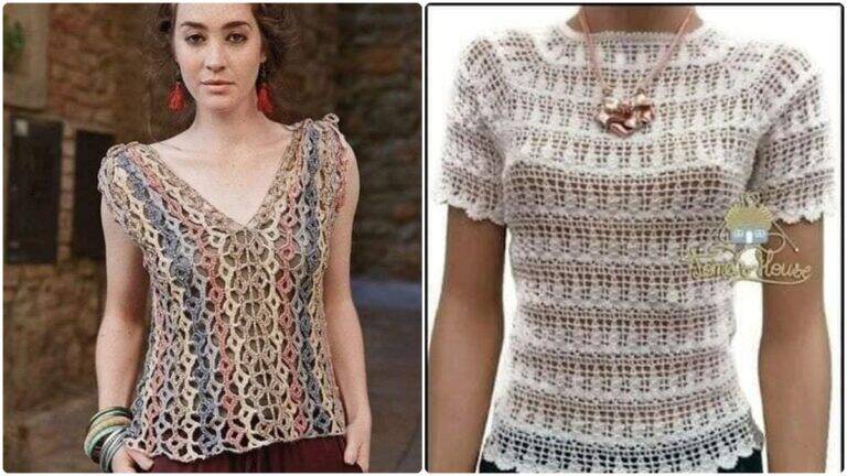 Videoaula de Blusas de Crochê Fácil com 15 Gráficos Detalhados para Iniciantes!