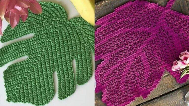 Sousplats de Folhas em Crochê: Passo a Passo e Gráficos para Transformar Sua Mesa