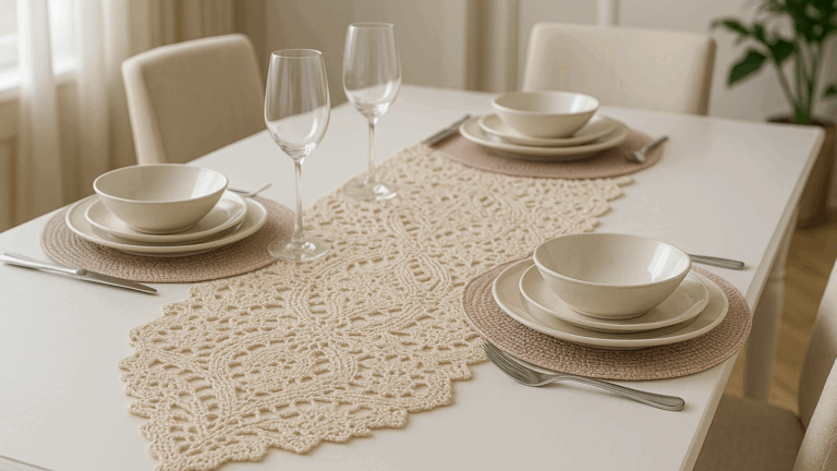 Caminhos de mesa de crochê luxuosos: ideias, gráficos e vídeo tutorial para criar o seu