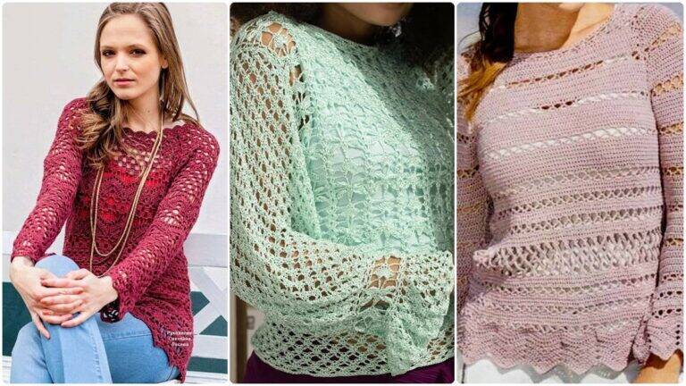 12 Blusas de Crochê Manga Longa: Gráficos Detalhados e Passo a Passo!