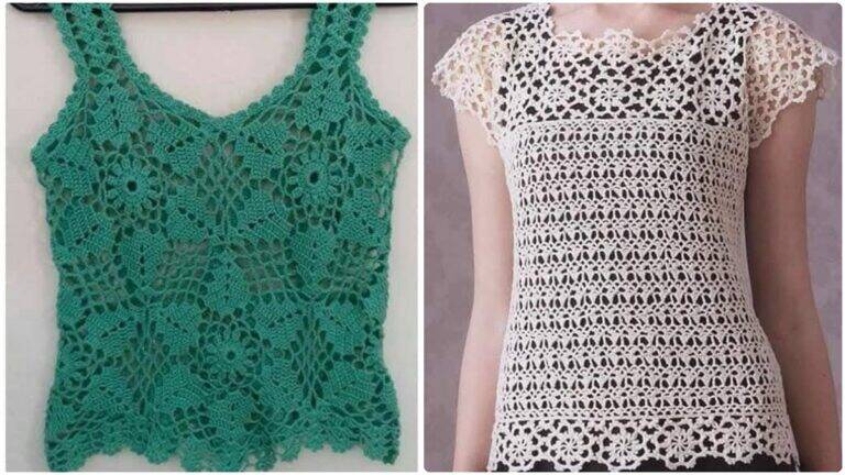 Blusas de Crochê Manga Curta com Gráficos Detalhados: Aprenda e Crie Peças Lindas!
