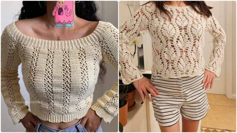 Passo a Passo de Blusas de Crochê com Pontos Diferentes e Gráficos +Receita Completa!