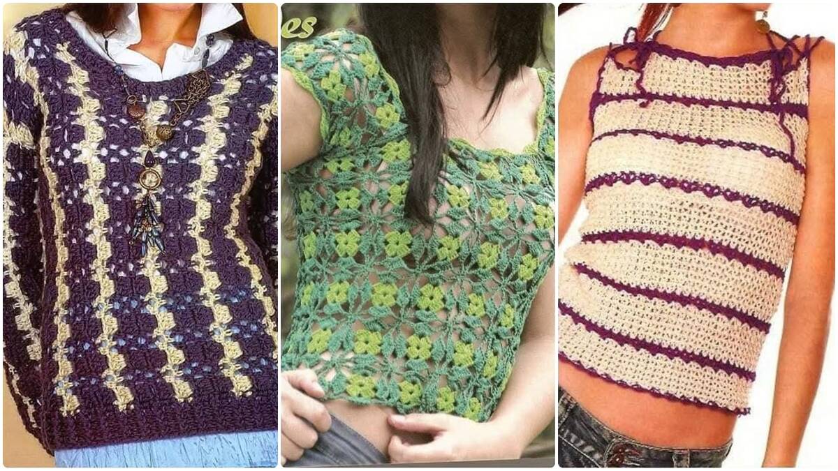 15 Lindas Blusas de Crochê para Todos os Estilos com Gráficos para Você Copiar!