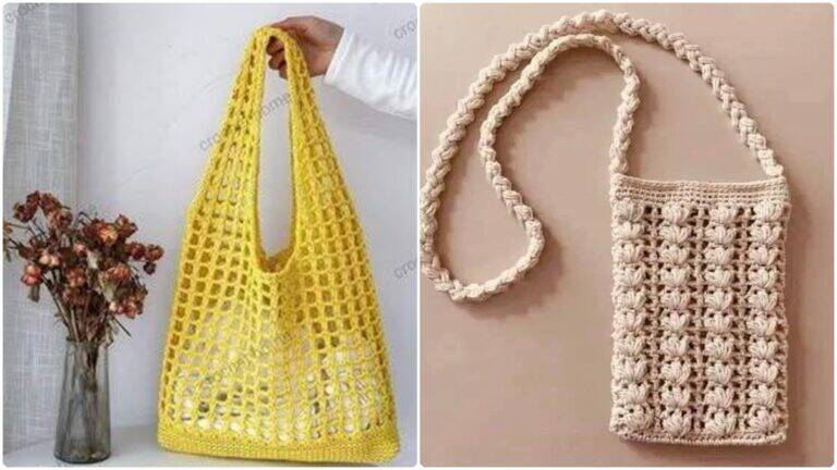 Bolsas de Crochê com Barbante: Gráficos Detalhados e Vídeo Aula para Você Criar!