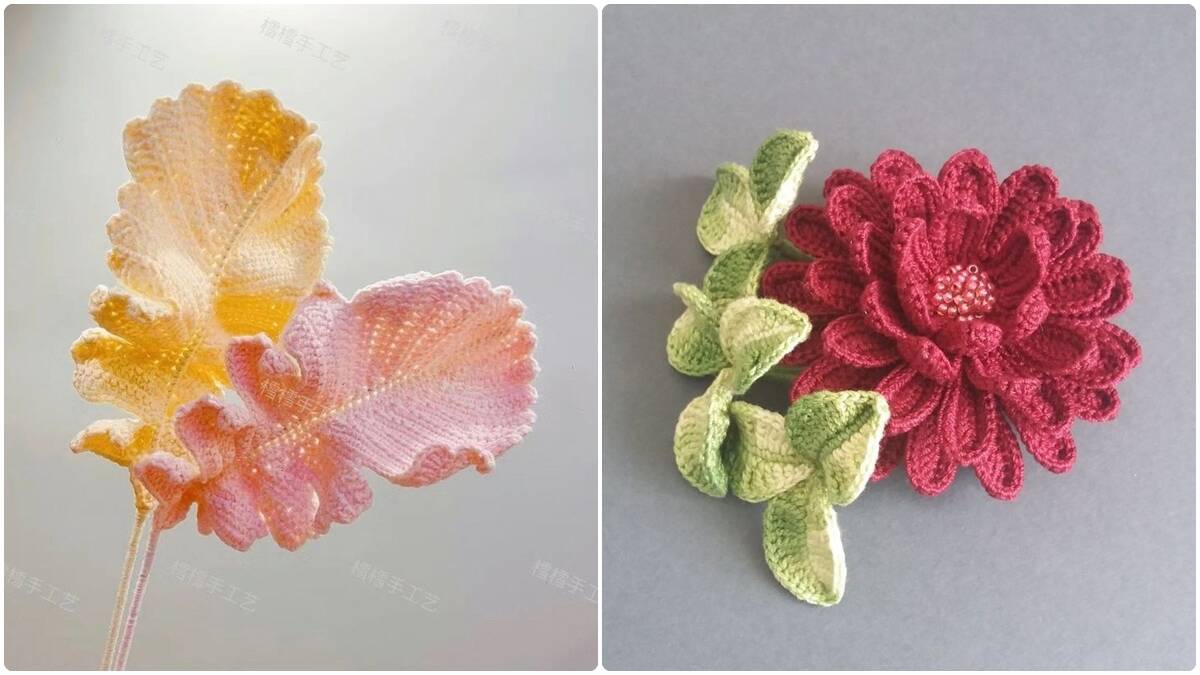 Você Nunca Viu Folhas e Flores de Crochê Assim: Gráficos Exclusivos e Inspirações!