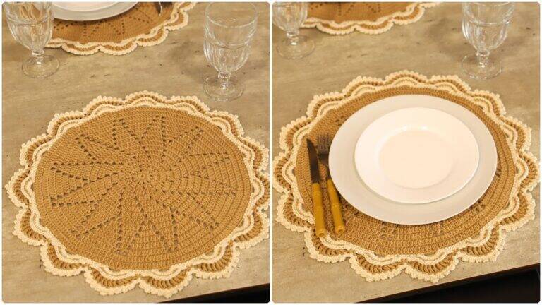 Sousplat de Crochê Castanha Brilho: Elegância que Sofistica!