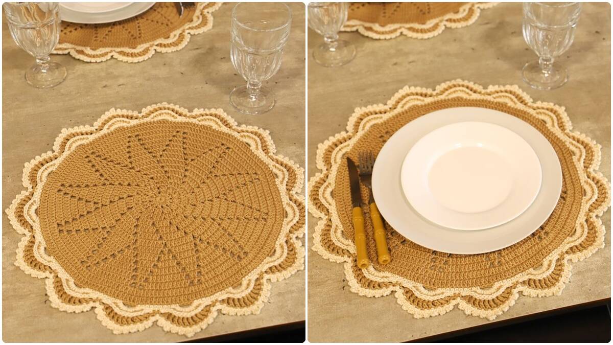 Sousplat de Crochê Castanha Brilho: Elegância que Sofistica!