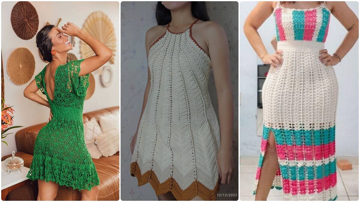 20 Inspirações de Vestidos de Crochê Lindíssimos e Vídeo Aula Completa!