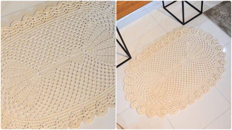 Tapete Oval de Crochê Natural: Guia Completo com Gráficos!