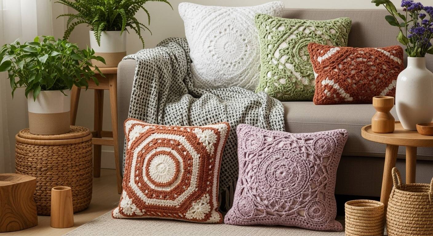 19 lindas almofadas de crochê com gráficos fáceis para copiar!