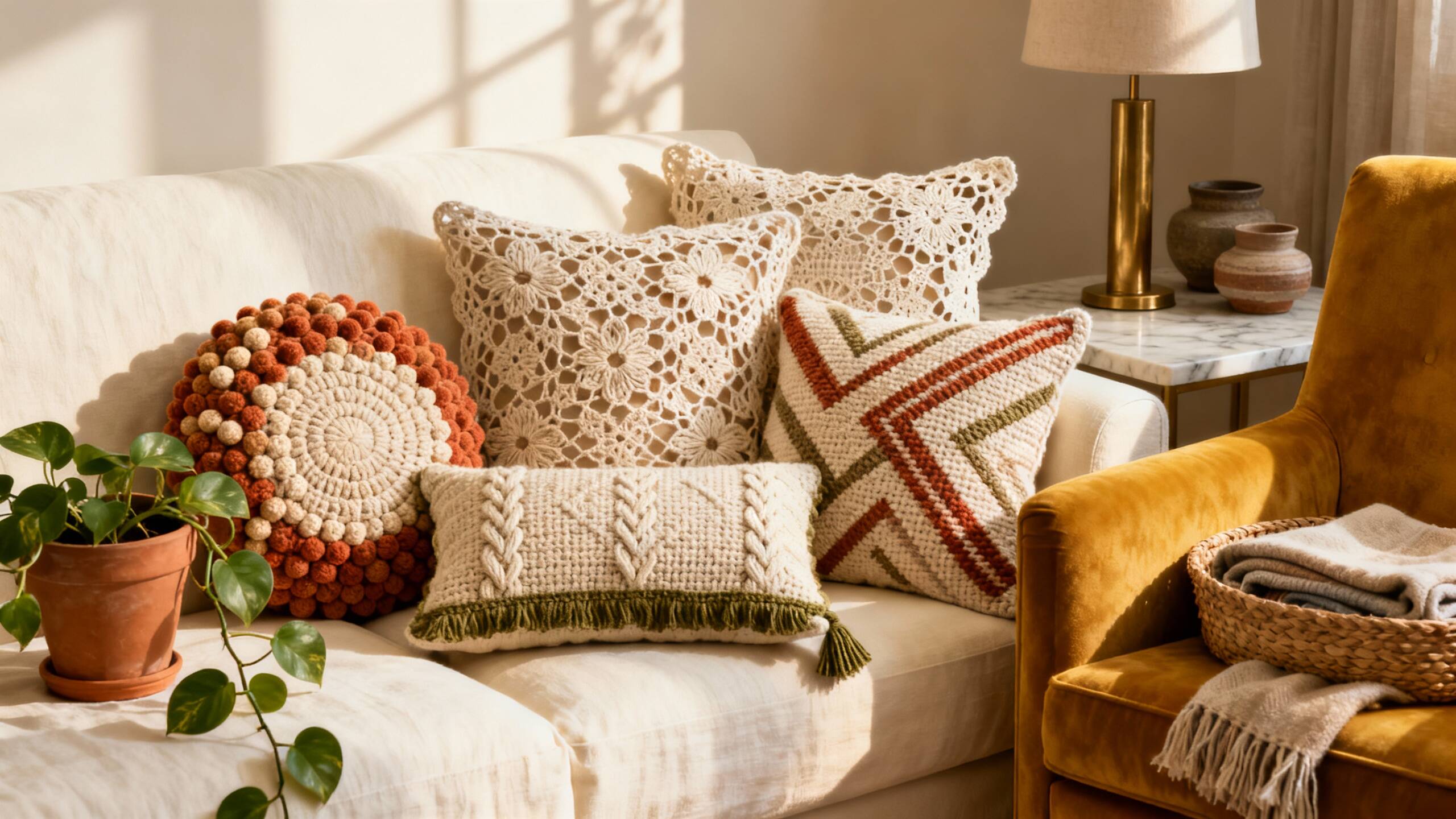 Adicione conforto e estilo com essas almofadas de crochê lindíssimas!