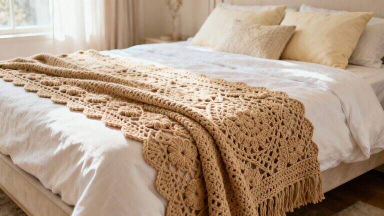 Peseiras de crochê de luxo que transformam a cama com charme artesanal e elegância atemporal