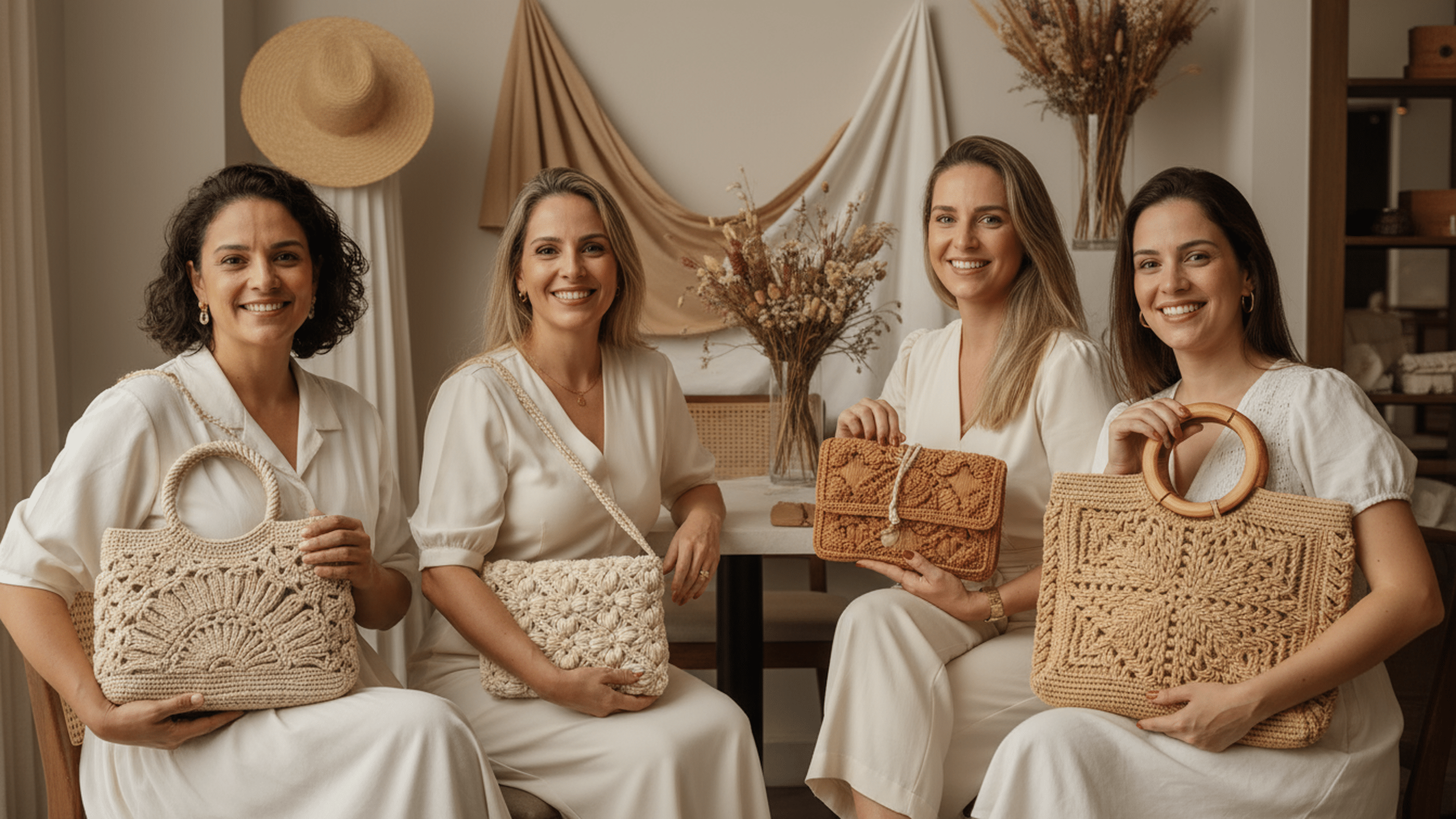 Una estilo e criatividade com bolsas de crochê lindas e atemporais!