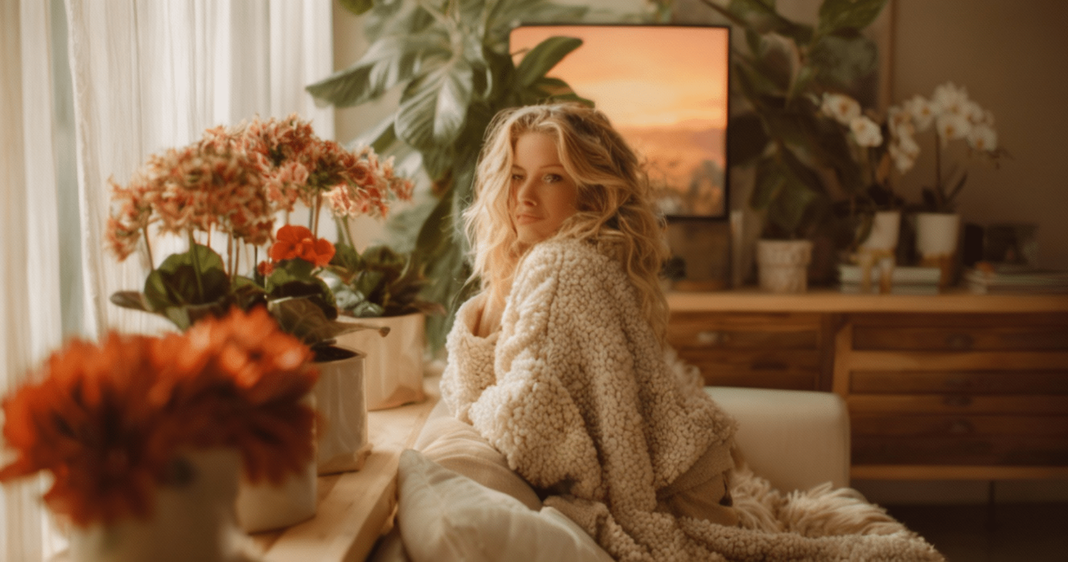 A luz natural atravessa o ambiente e revela a calma de quem floresce por dentro. Entre flores e histórias, o lar se torna o cenário perfeito para recomeçar.
<em>(Imagem gerada com inteligência artificial, licença paga e uso exclusivo para este conteúdo)</em>