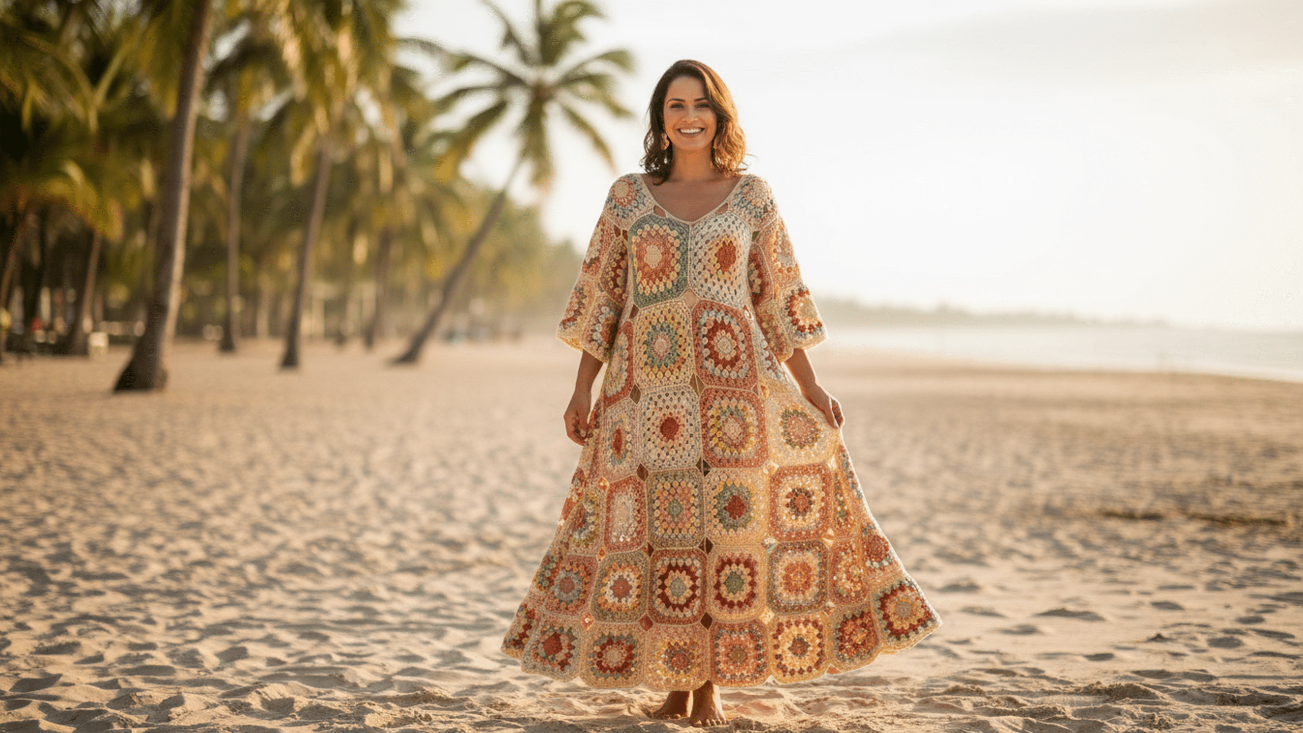 Vestidos de crochê com squares: peças charmosas e cheias de originalidade!