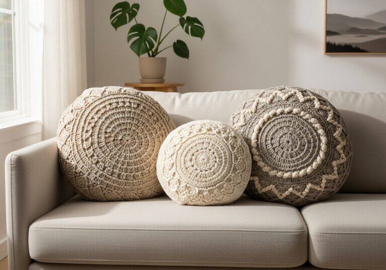 Almofadas de Crochê Redondas: charme e conforto para sua decoração + gráficos