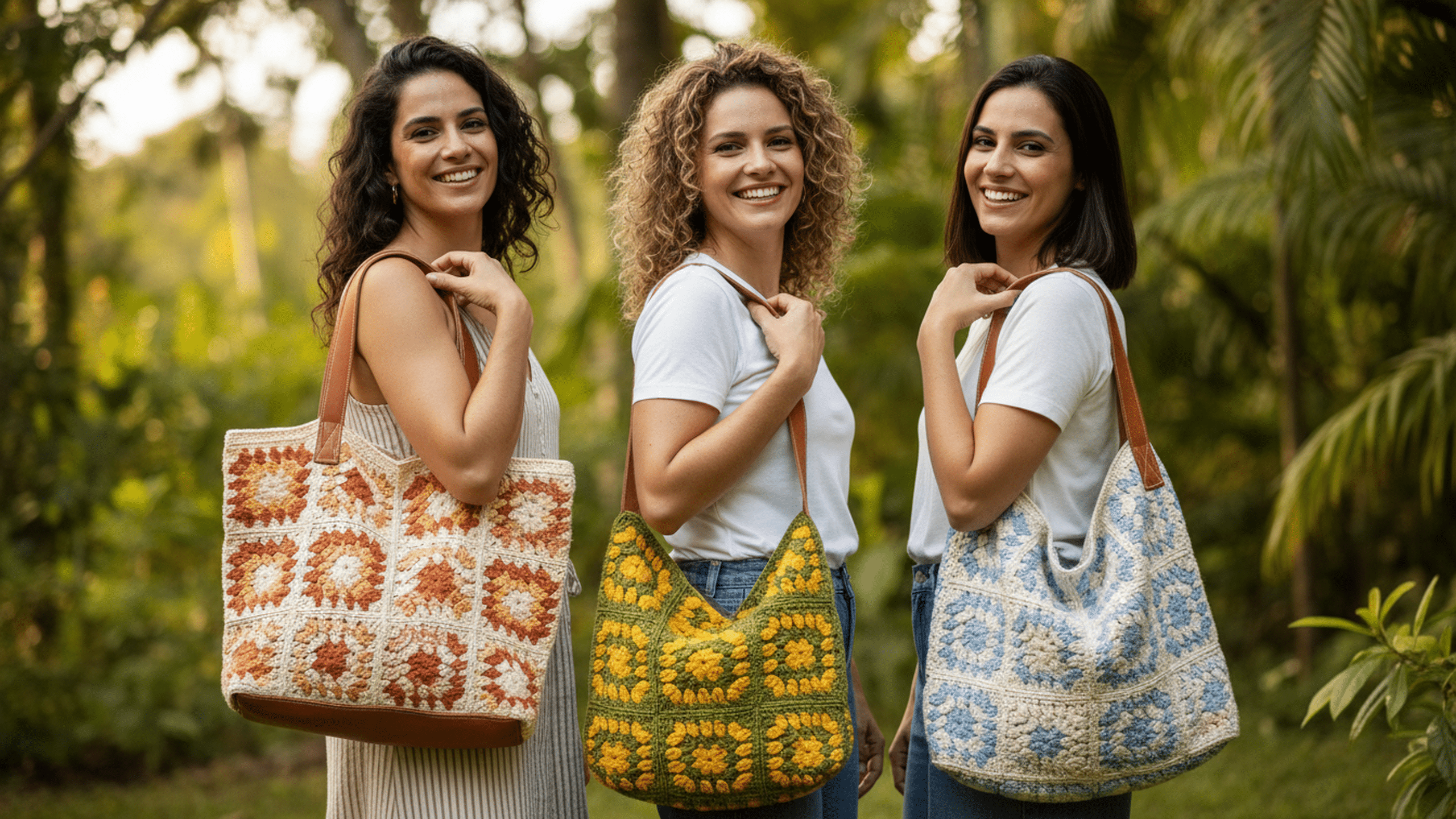 Explore bolsas de crochê com squares lindos que conquistaram o mercado!