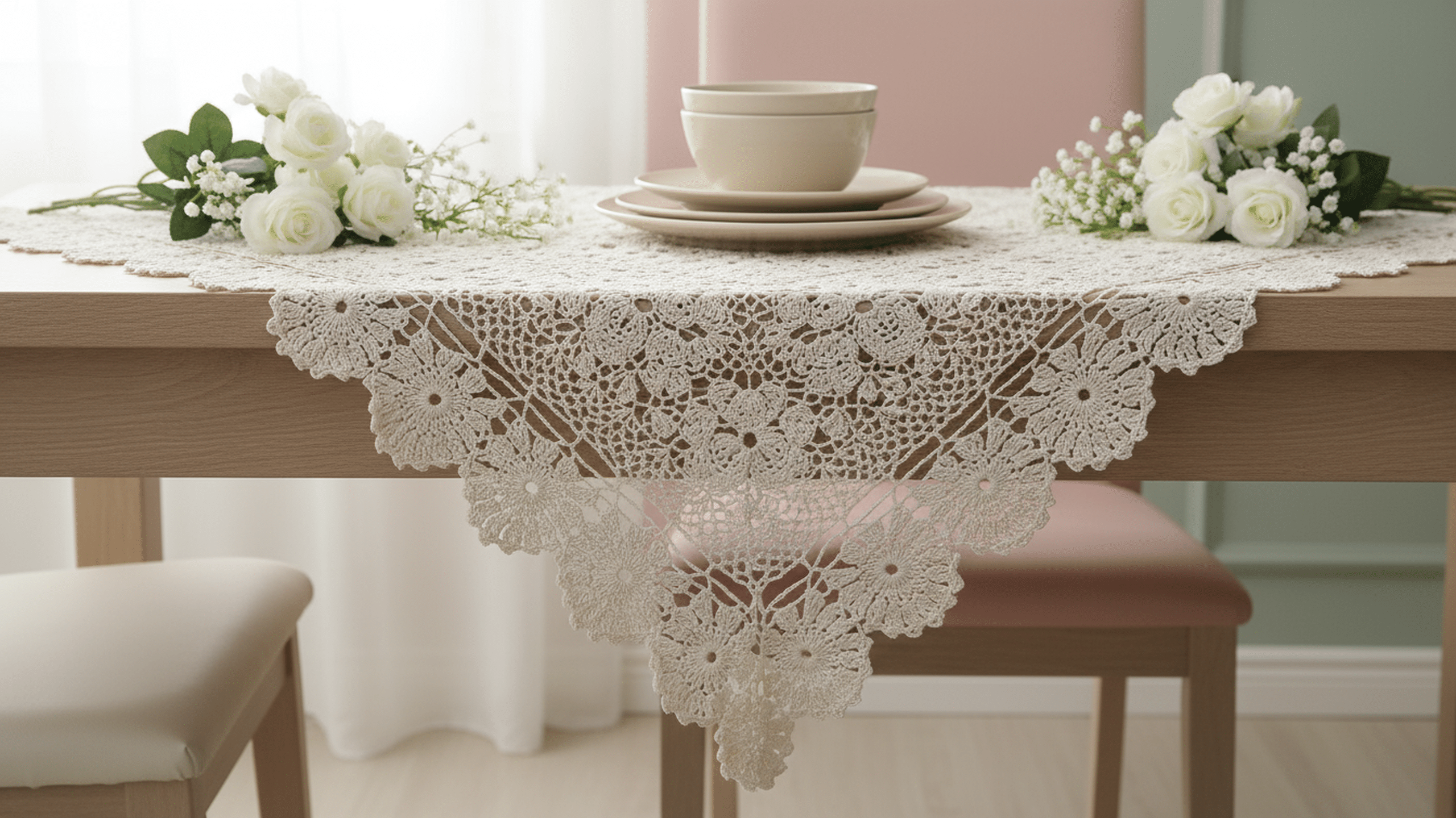 Elegância com caminhos de mesa em crochê de luxo que sofisticam a sua decoração!