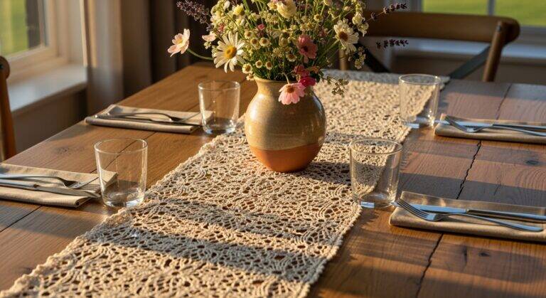 Dê um Toque Afetivo à sua Decoração com Caminhos de Mesa de Crochê