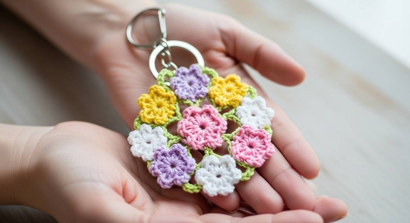 Presenteie ou venda estes chaveiros de crochê com flores que encantam!