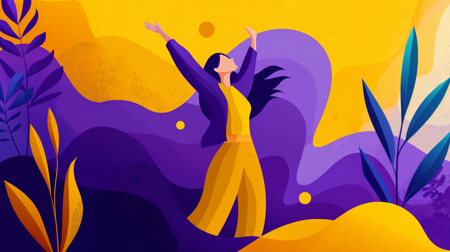 Ilustração gerada por IA simbolizando uma mulher que superou comportamentos autossabotadores que impediam seu crescimento pessoal