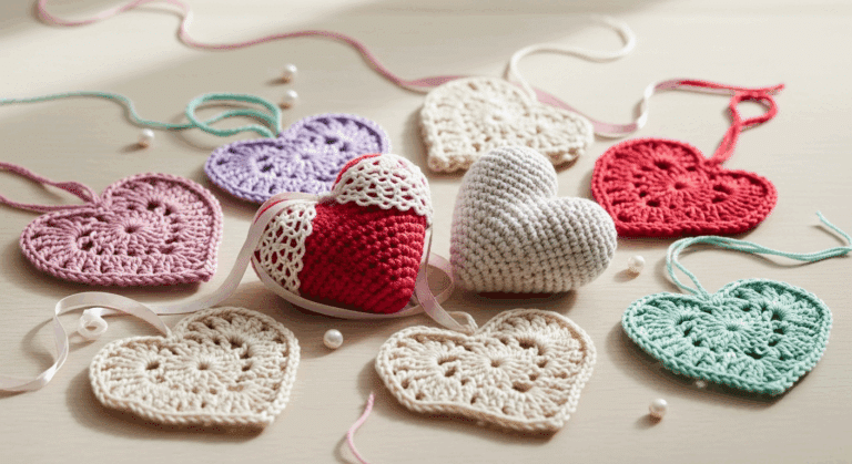 Corações de crochê lindos para criar decoração e acessórios encantadores!
