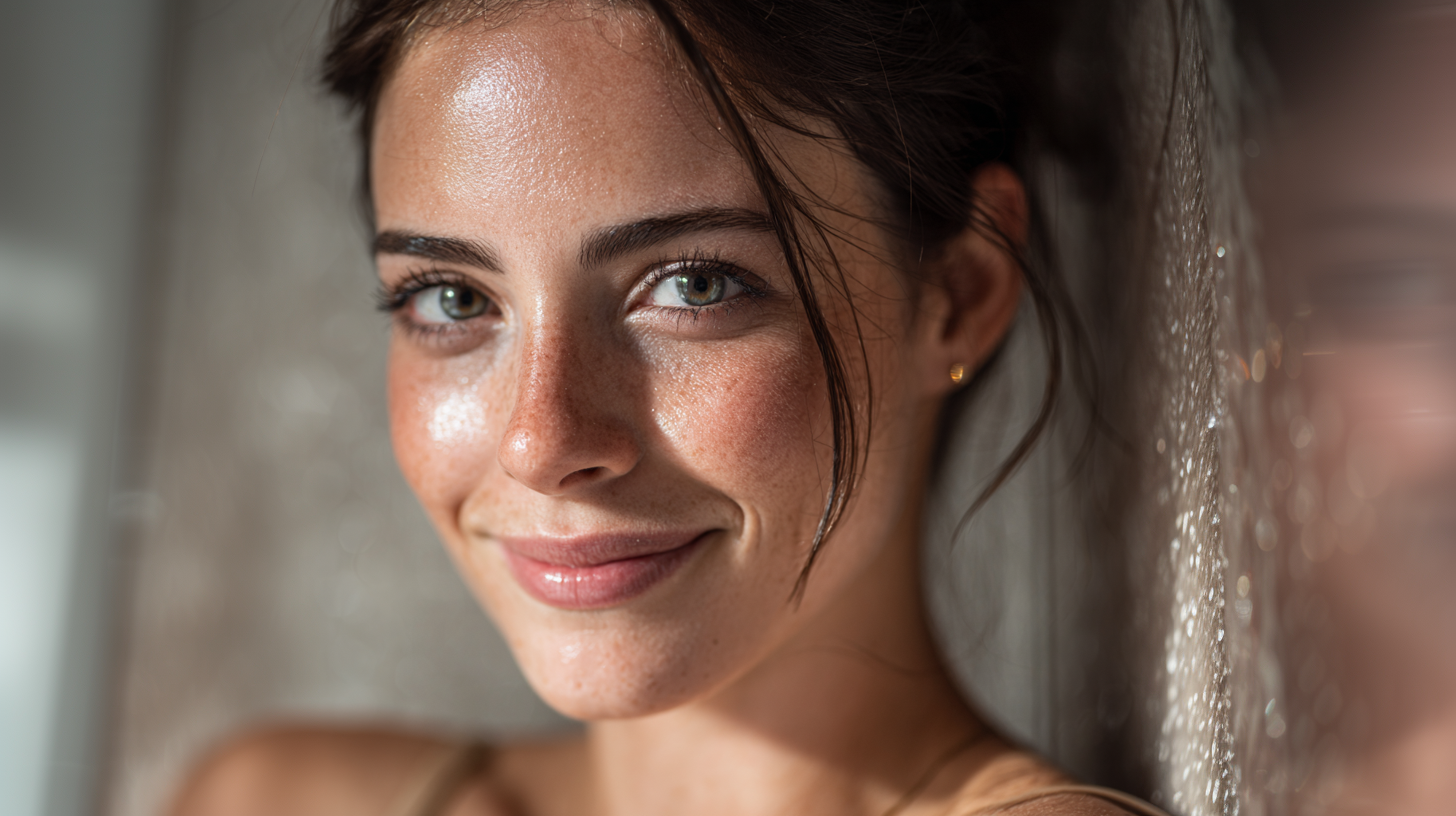 Mulher sorrindo com a pele cuidada
