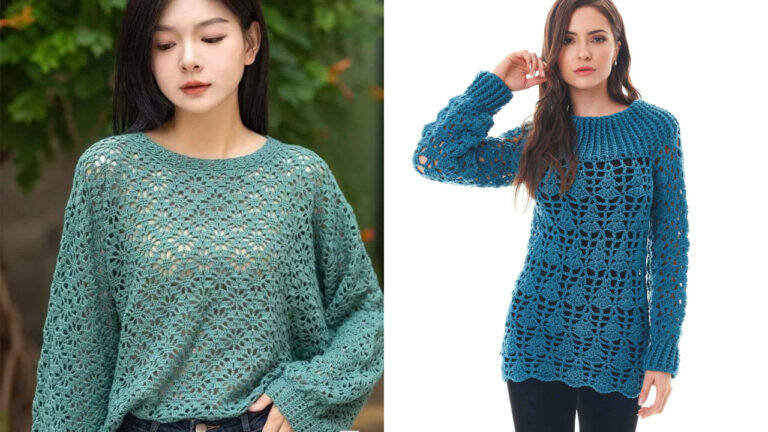 Blusas de crochê charmosas e fáceis de combinar com calças e saias!