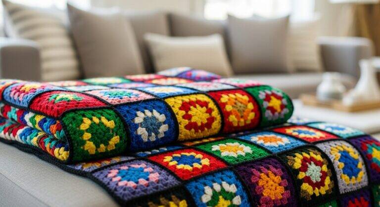 Mantas de Crochê em Squares: ideias criativas e charmosas para decorar com estilo