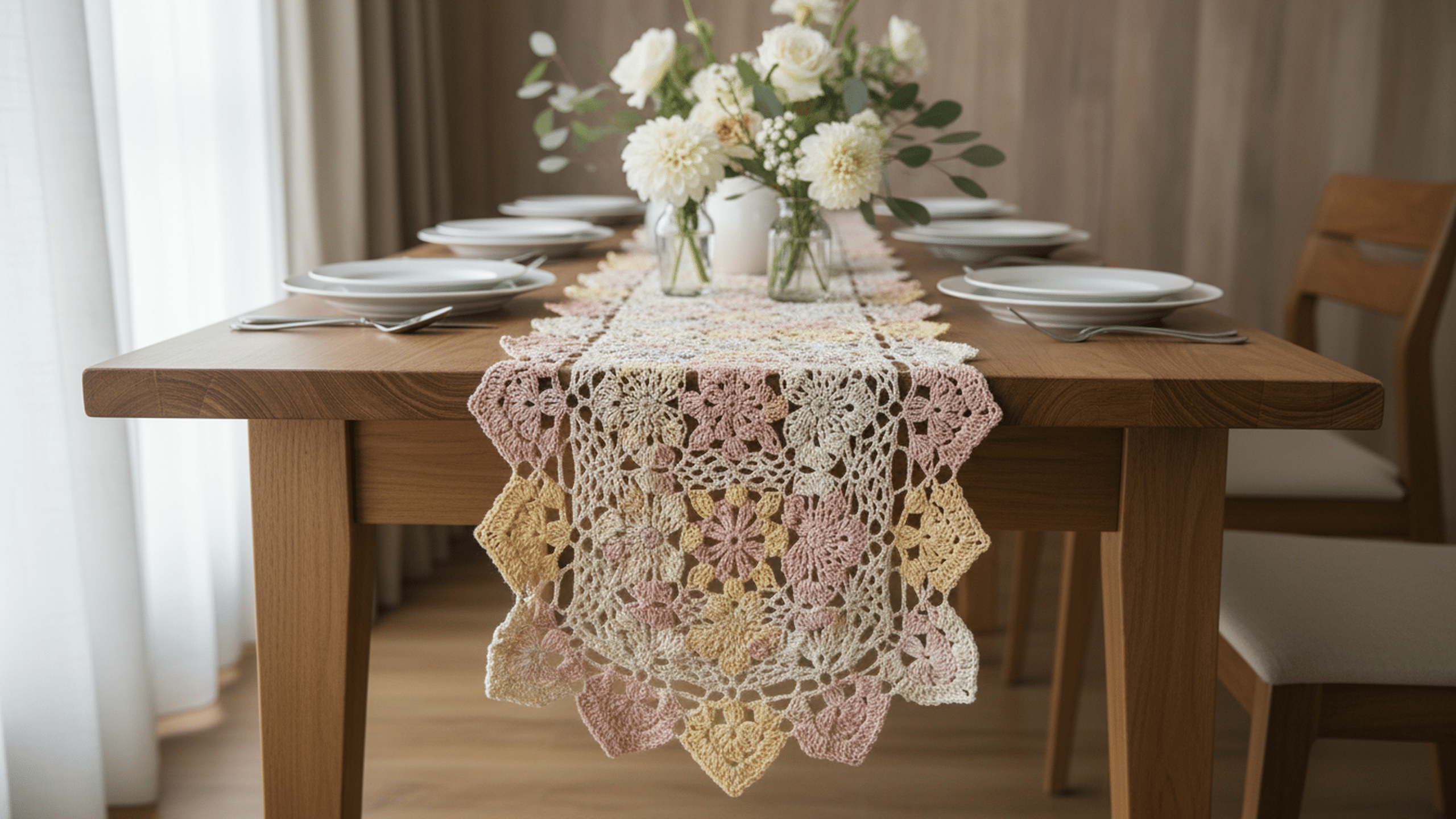 Descubra trilhos de mesa em crochê com gráficos e inspirações para você criar!