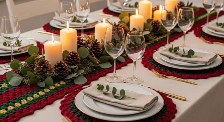 Essas Ideias de Crochê Vão Deixar Sua Mesa de Natal Encantadora — e Feitas com Suas Próprias Mãos!