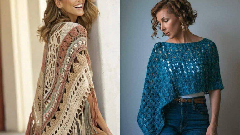 Se atualize com estes ponchos de crochê charmosos e confortáveis!